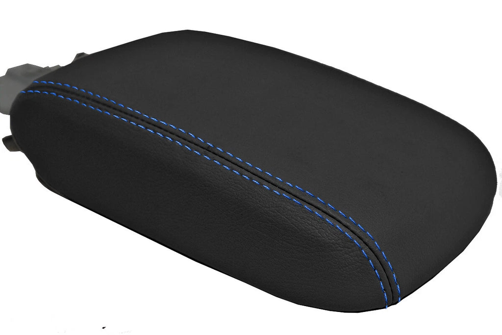Leather Console Lid Armrest Cover for Subaru Crosstrek (2012–2017) Blue Stitch