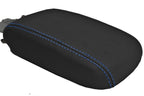 Leather Console Lid Armrest Cover for Subaru Crosstrek (2012–2017) Blue Stitch