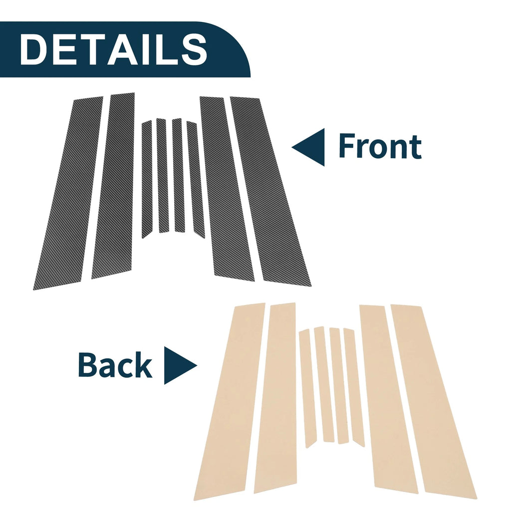 8 Pcs Door Pillar Window Trim for Honda Civic (2012–2015) Carbon Fiber Black