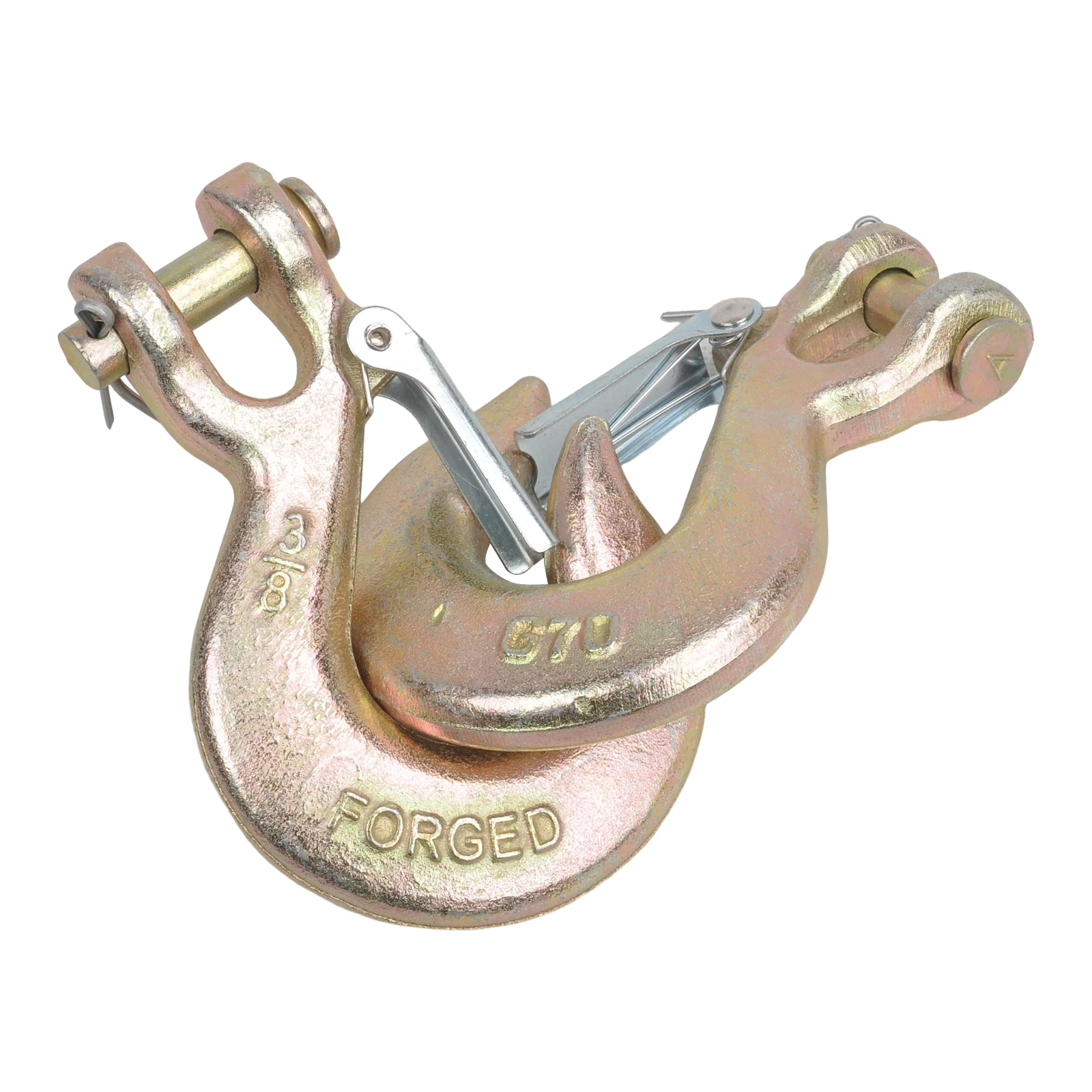 4X Clevis Slip Hook 3/8" Heavy Duty Forged Steel with Safety Latch
