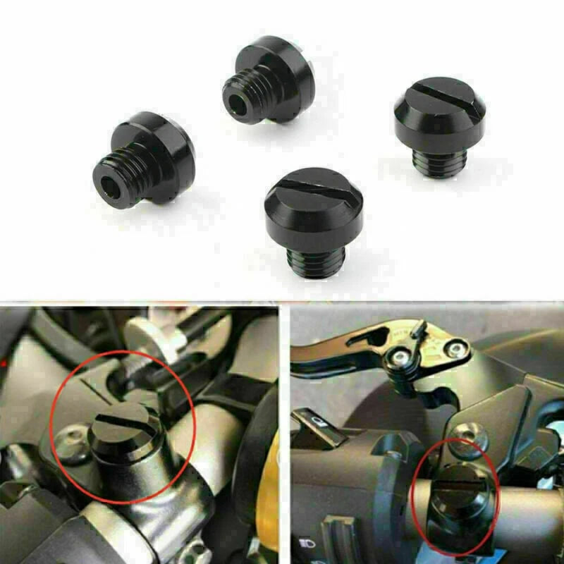 Set of 4 Aluminum M10 Mirror Hole Plugs for Honda, Suzuki, Kawasaki