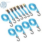 Set of 6 Heavy Duty 1" x 20' Ratchet Tie Down Straps with S Hook