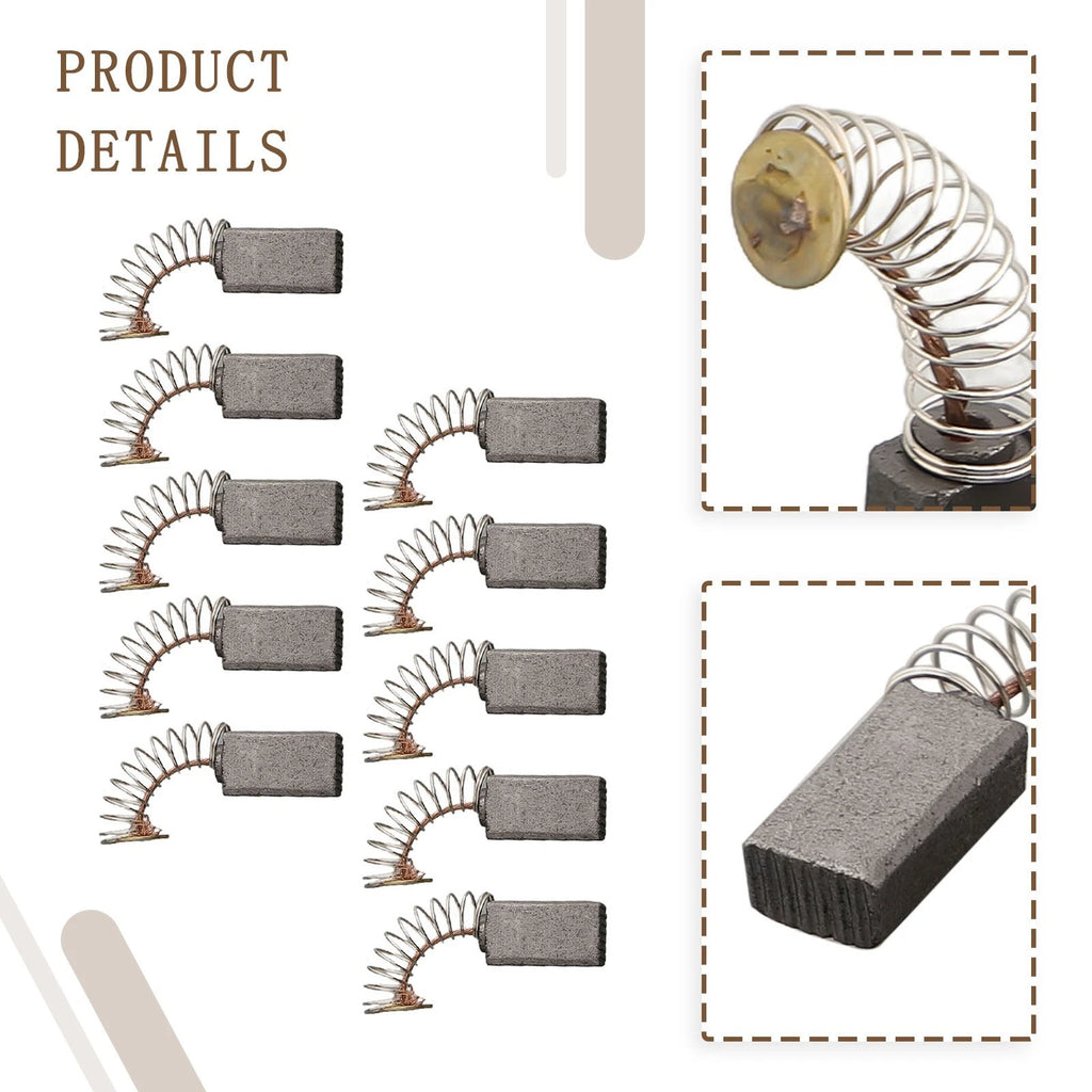10pcs Carbon Brushes for Electric Motors - Black with Gold