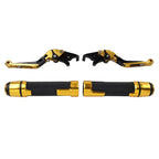 Gold Extendable Brake Clutch Levers & Handlebar Grips for Suzuki DL1000 (2002-2023)