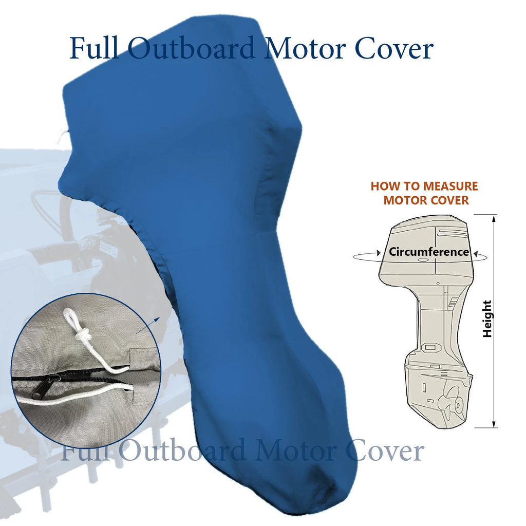 Outboard Engine Motor Cover for Boat (Fits 6-10HP) Blue Marine Grade