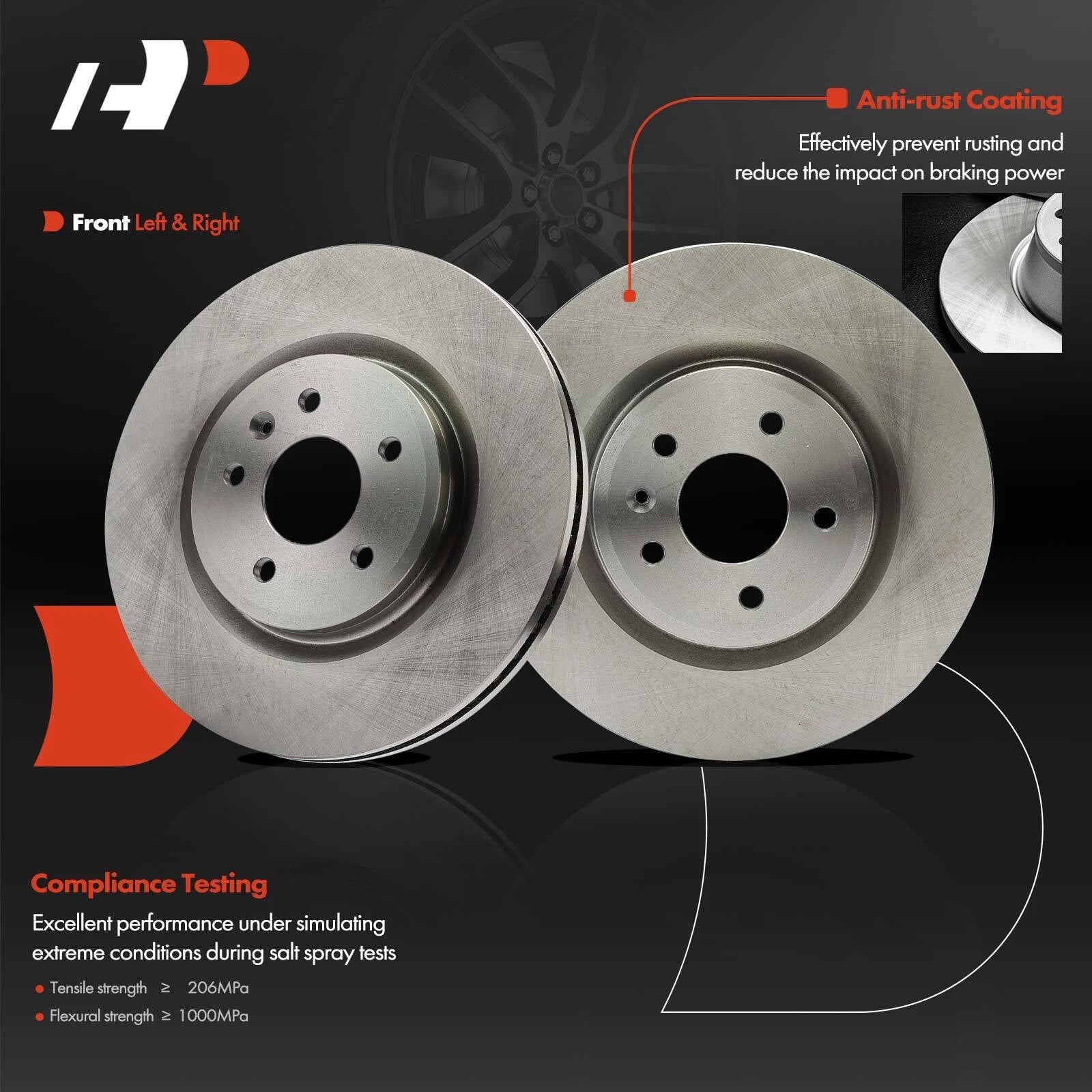 Front Disc Brake Rotors & Ceramic Pads for Ford Explorer (2011-2019)