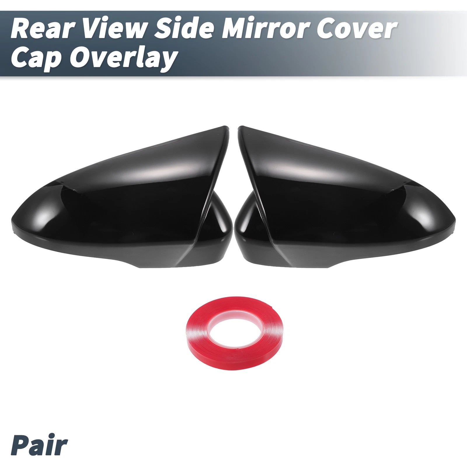 Pair Rearview Mirror Cover Overlay Gloss Black for Ford Mondeo Fusion (2013–2020)
