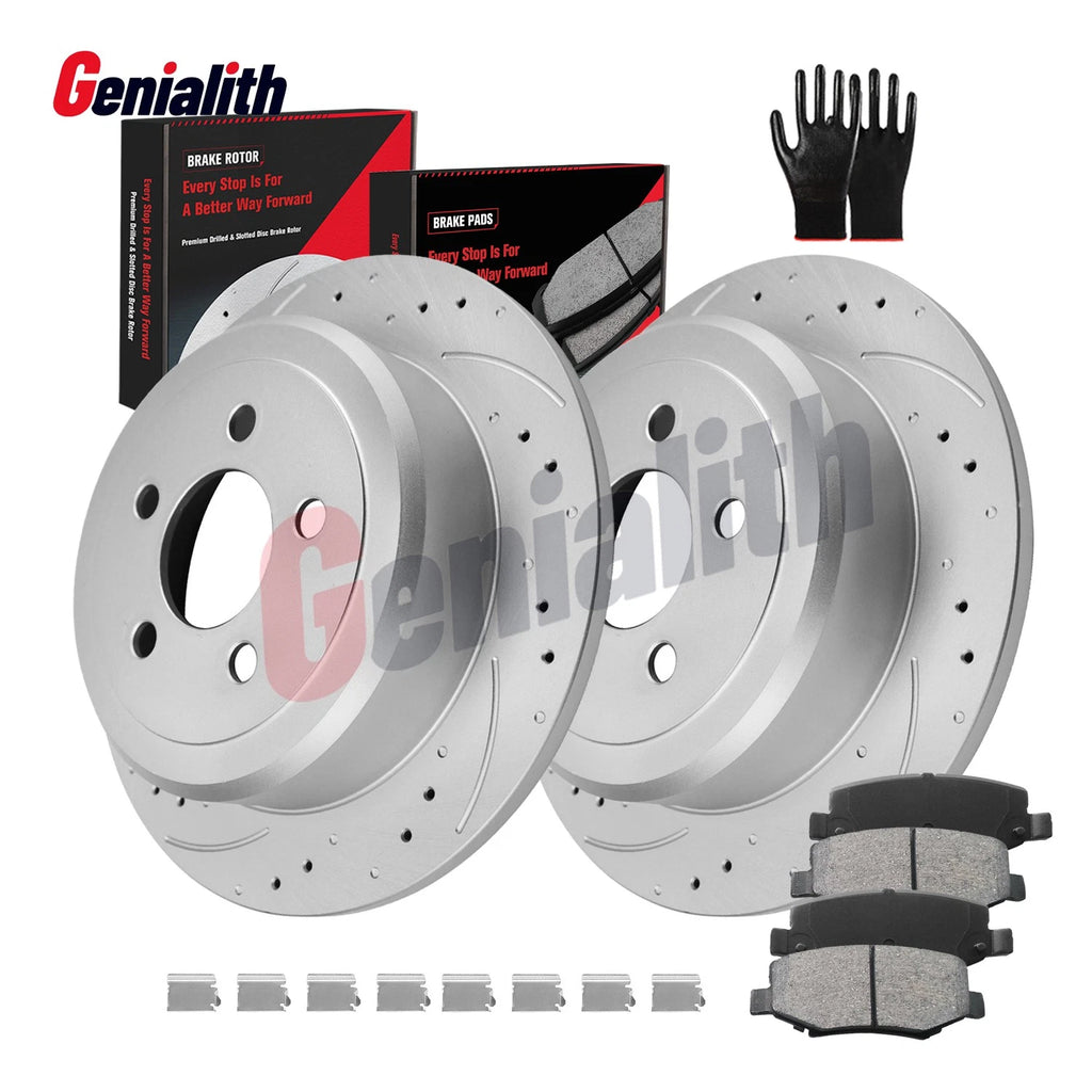 Set of 2 Rear Drilled Brake Rotors & Pads for Dodge Nitro Jeep Liberty (2008–2012)