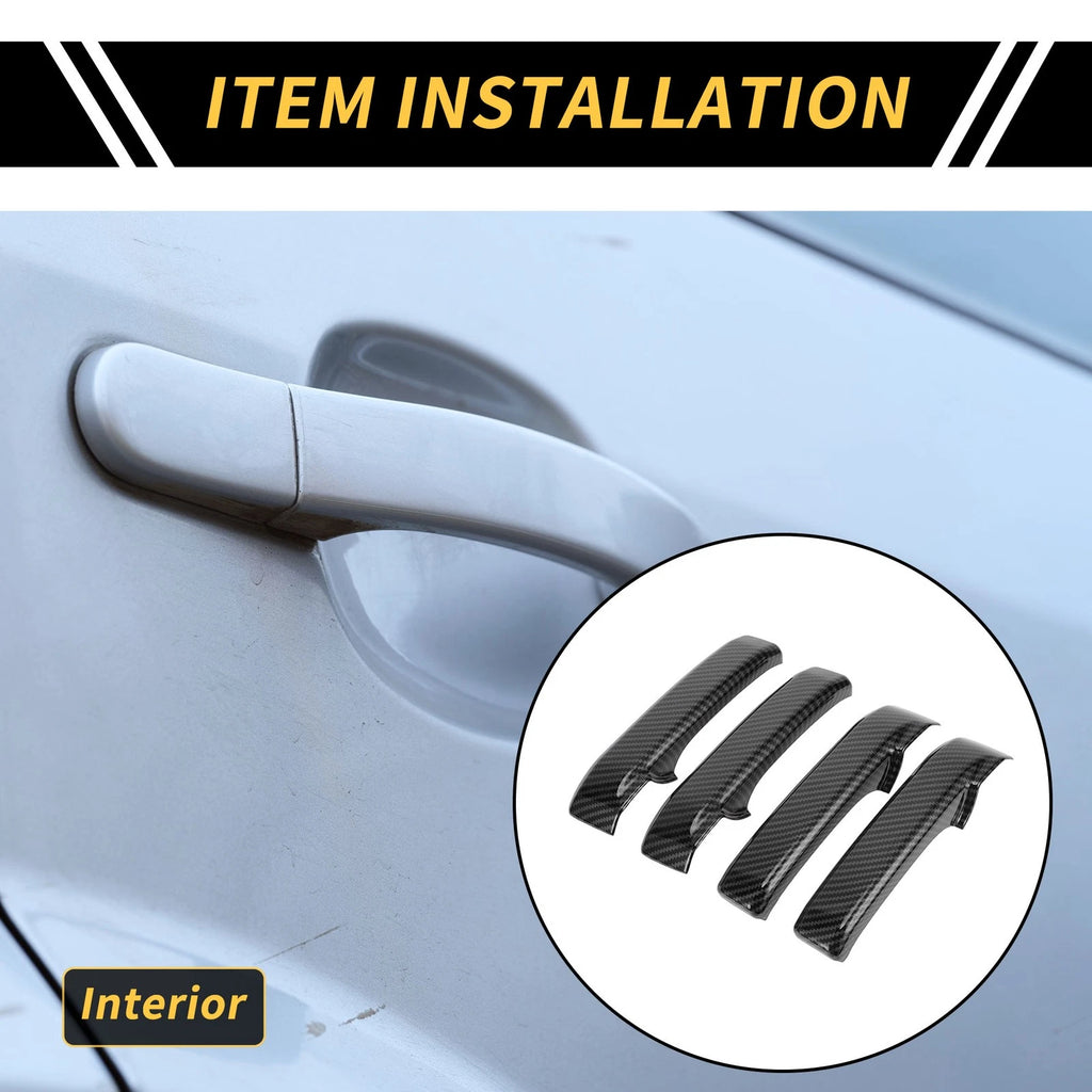 Set of 4 Carbon Fiber Door Handle Bezel Covers for Toyota Tundra (2014–2021)