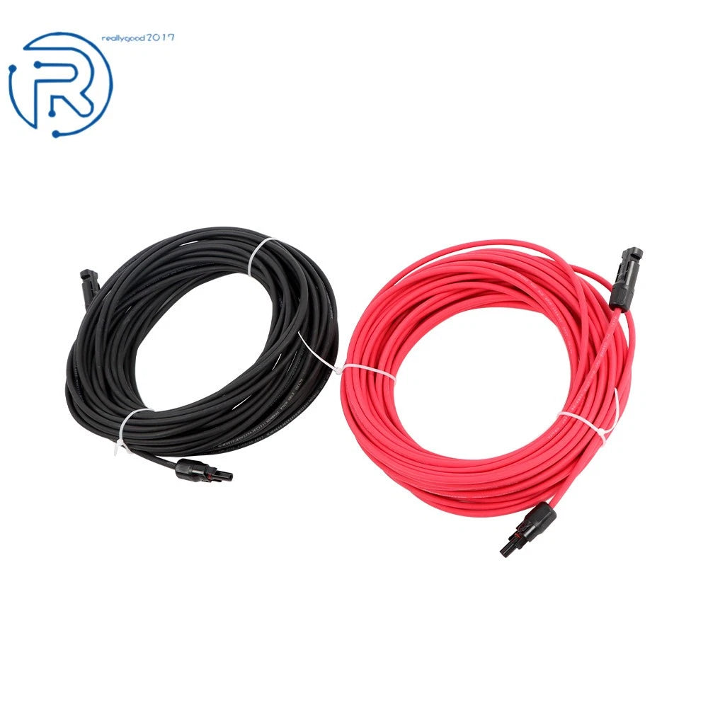 Set of 2 Solar Panel Extension Cables for Various Models (20M, 12AWG)