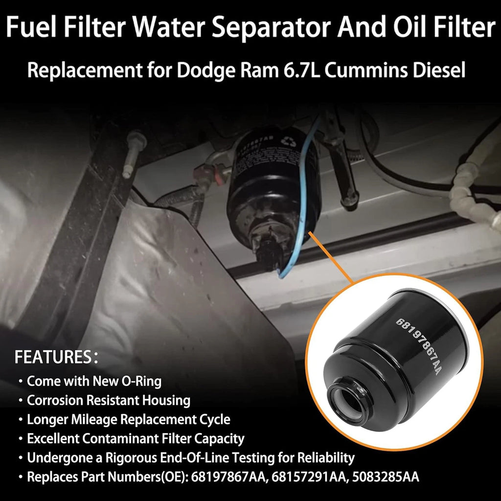 6.7L Cummins Oil & Fuel Filter Kit for RAM 2500 3500 4500 5500 (2013–2018) 291AA
