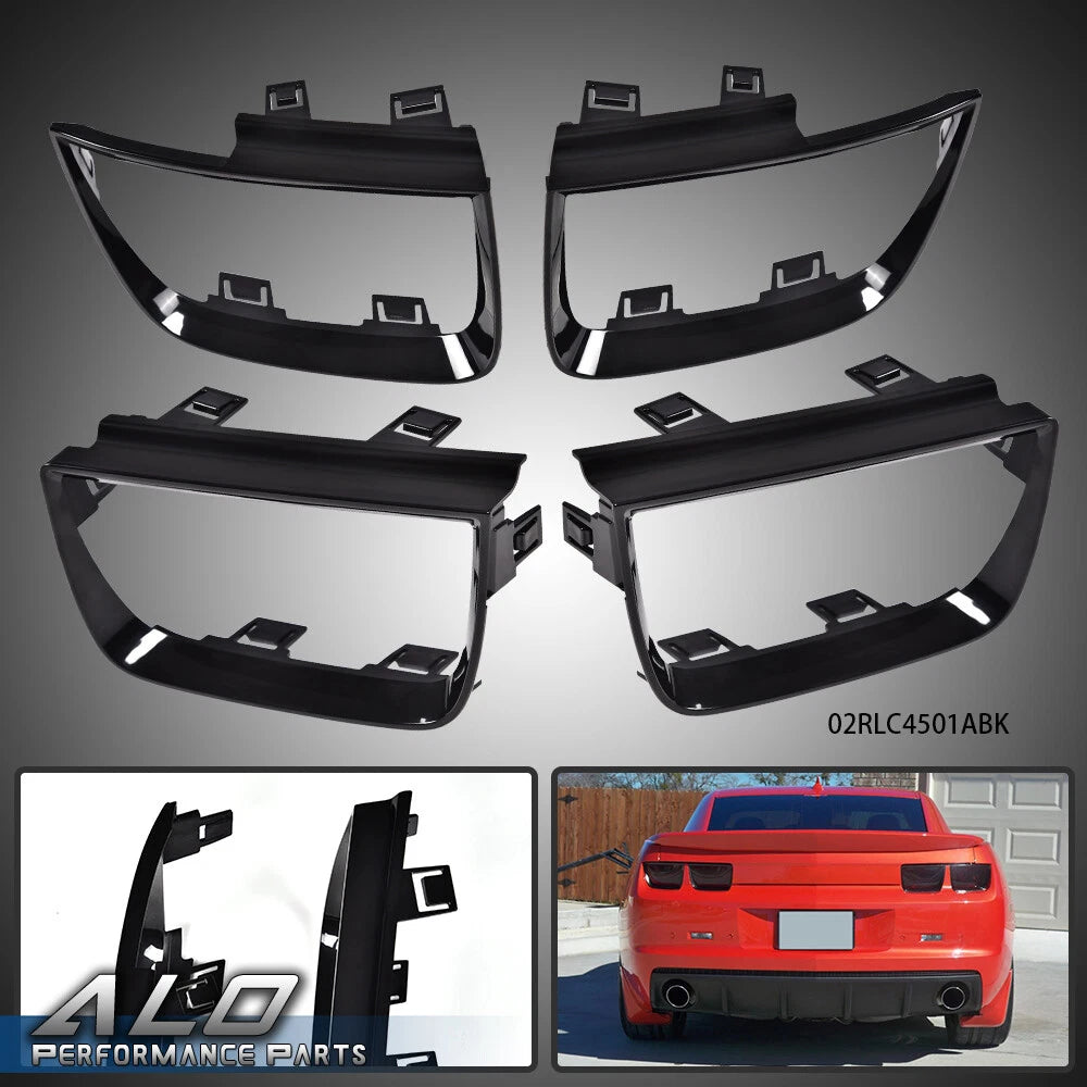 Set of 4 Black Tail Light Bezel Covers for Chevy Camaro (2010–2013)