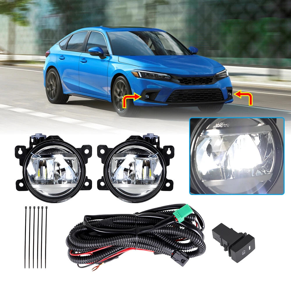 Fog Lights for Honda Civic (2017–2021) with LED Bulbs and Wiring Kit