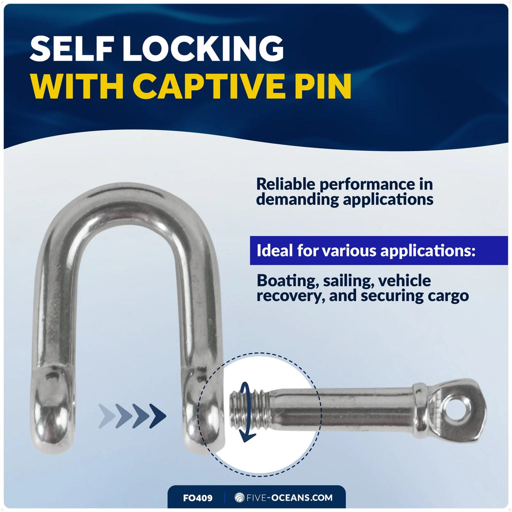 3/16" Screw Pin D Anchor Shackle for FO409 (AISI316 Stainless Steel)
