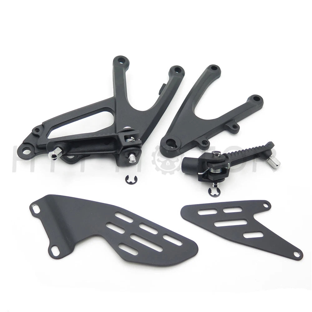 Set of 2 Black Front Rider Foot Pegs Bracket Kit for Yamaha YZF R1 (2007–2008)
