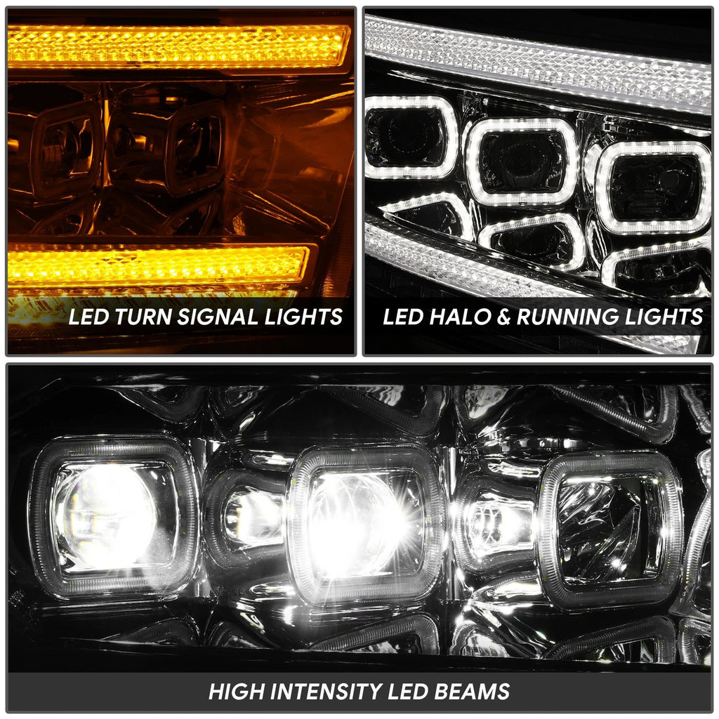 Pair of Chrome Housing Amber Corner LED Headlights for Ram 1500 2500 3500 (2013–2024)