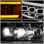 Pair of Chrome Housing Amber Corner LED Headlights for Ram 1500 2500 3500 (2013–2024)