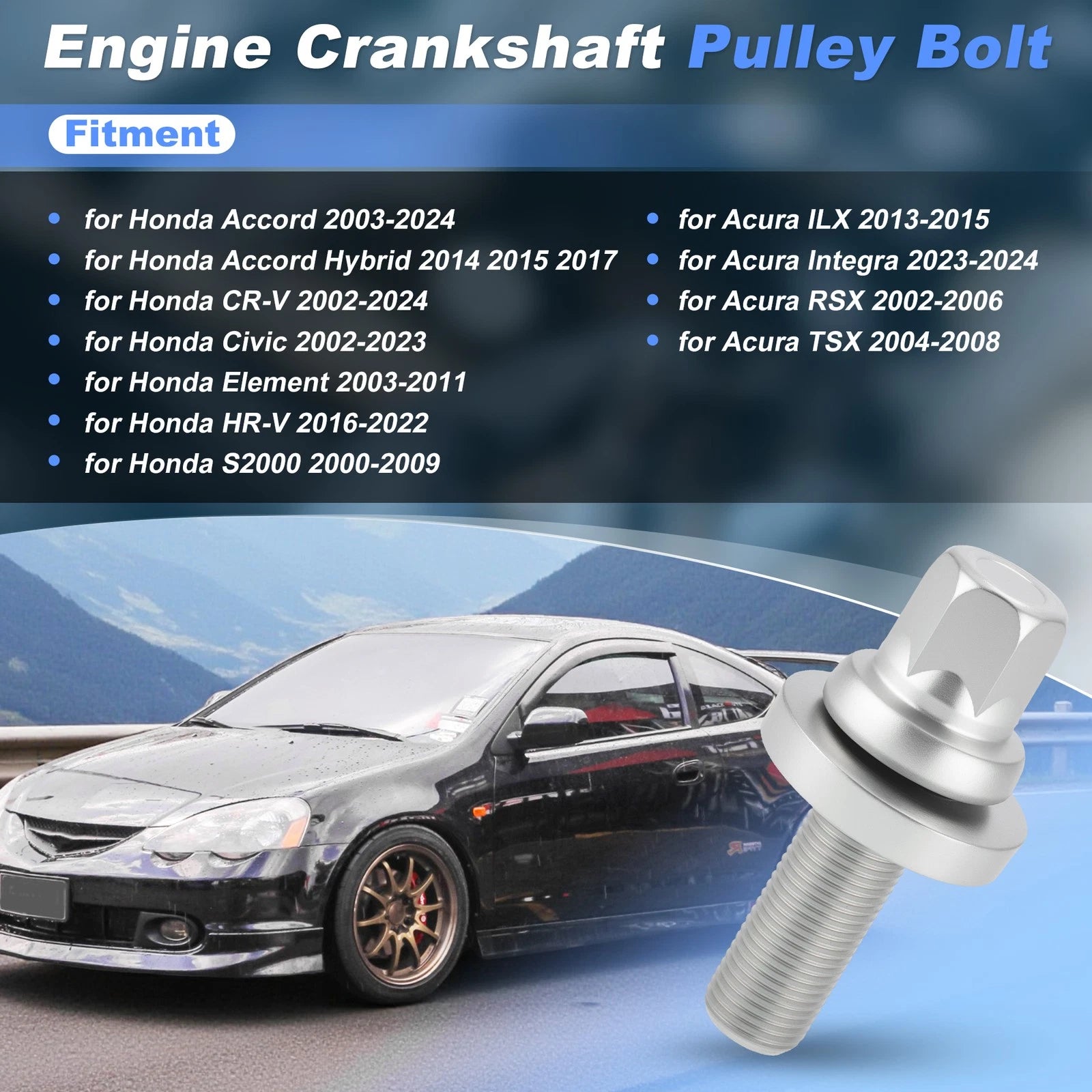 Crankshaft Pulley Bolt and Washer for Honda Accord CRV Civic (2003–2011)