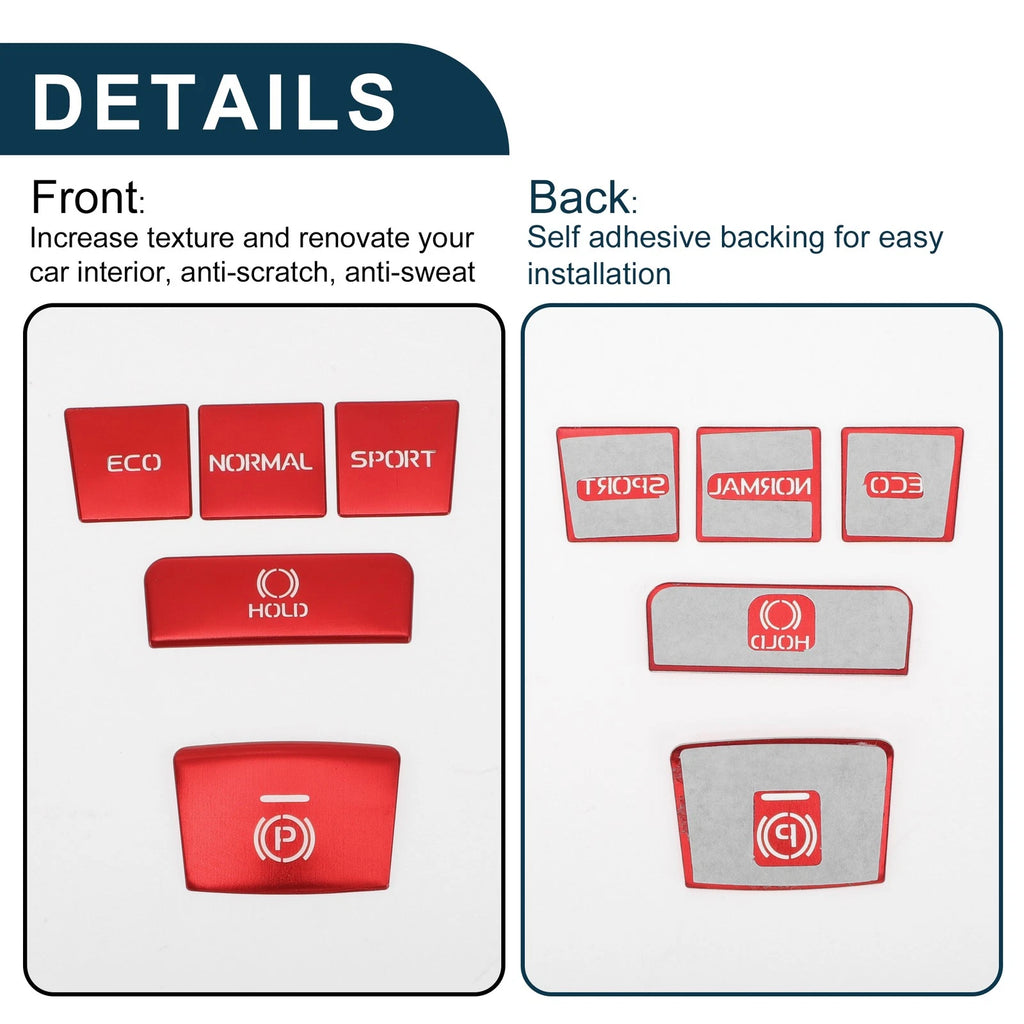 Set of 1 Gear Shift Handbrake Panel Button Switch Cover for Toyota Camry (2018–2022) Red