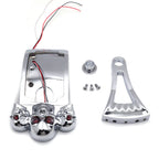 Chrome Curve Side Mount License Plate Bracket w/ Skull LED Tail Light for Ax