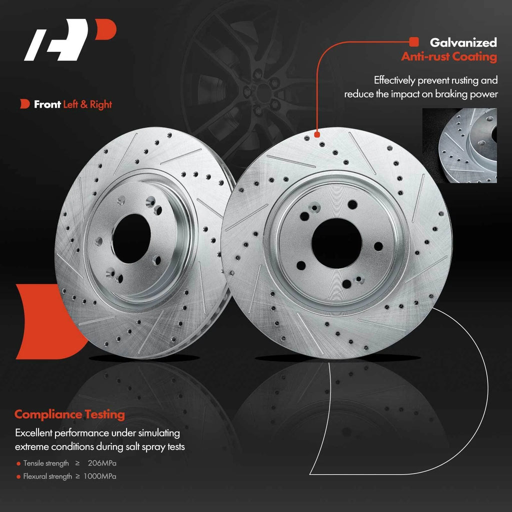 Front Drilled Brake Rotors & Ceramic Pads for Hyundai Sonata (2015–2015)