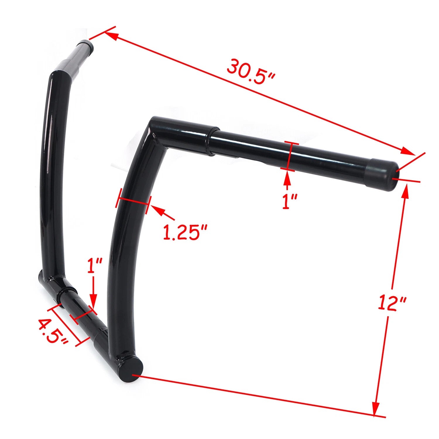 12" Rise Handlebar for Harley Dyna FLD (2012–2016), Street Bob FXDB (2006–2017)