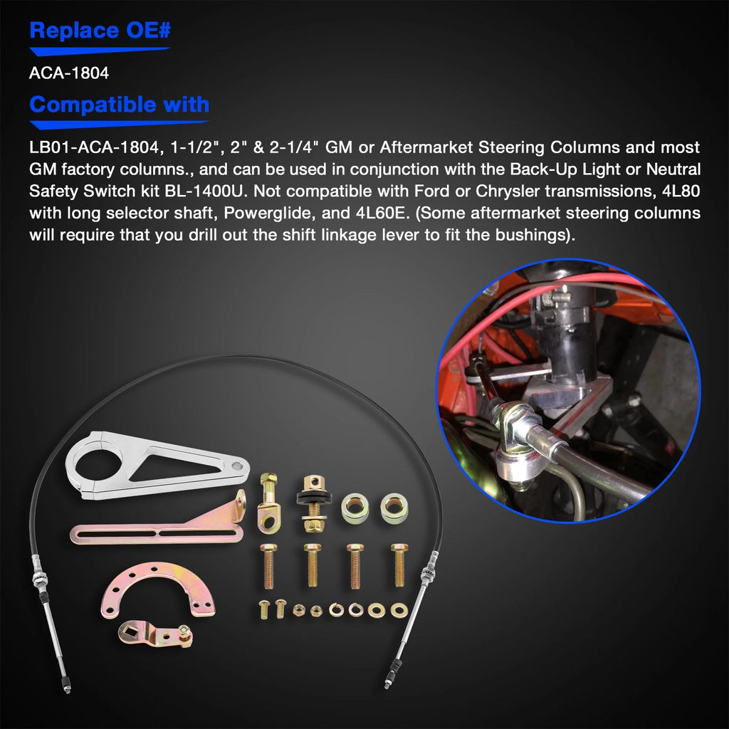 2" Aftermarket Transmission Cable Column Shift Linkage Kit for GM TH350