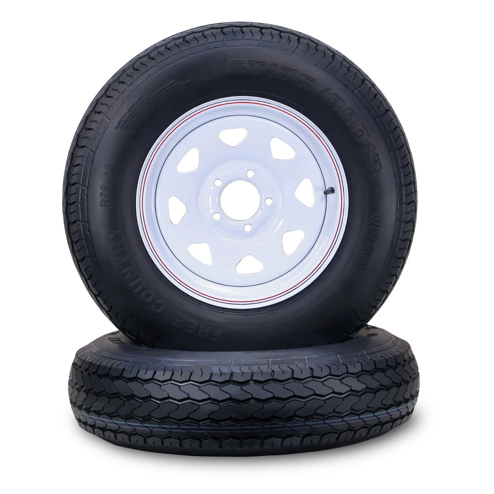 2 Free Country Trailer Tire Rim ST175/80D13 6-Ply 5 Lug x 4.5" (N/A)