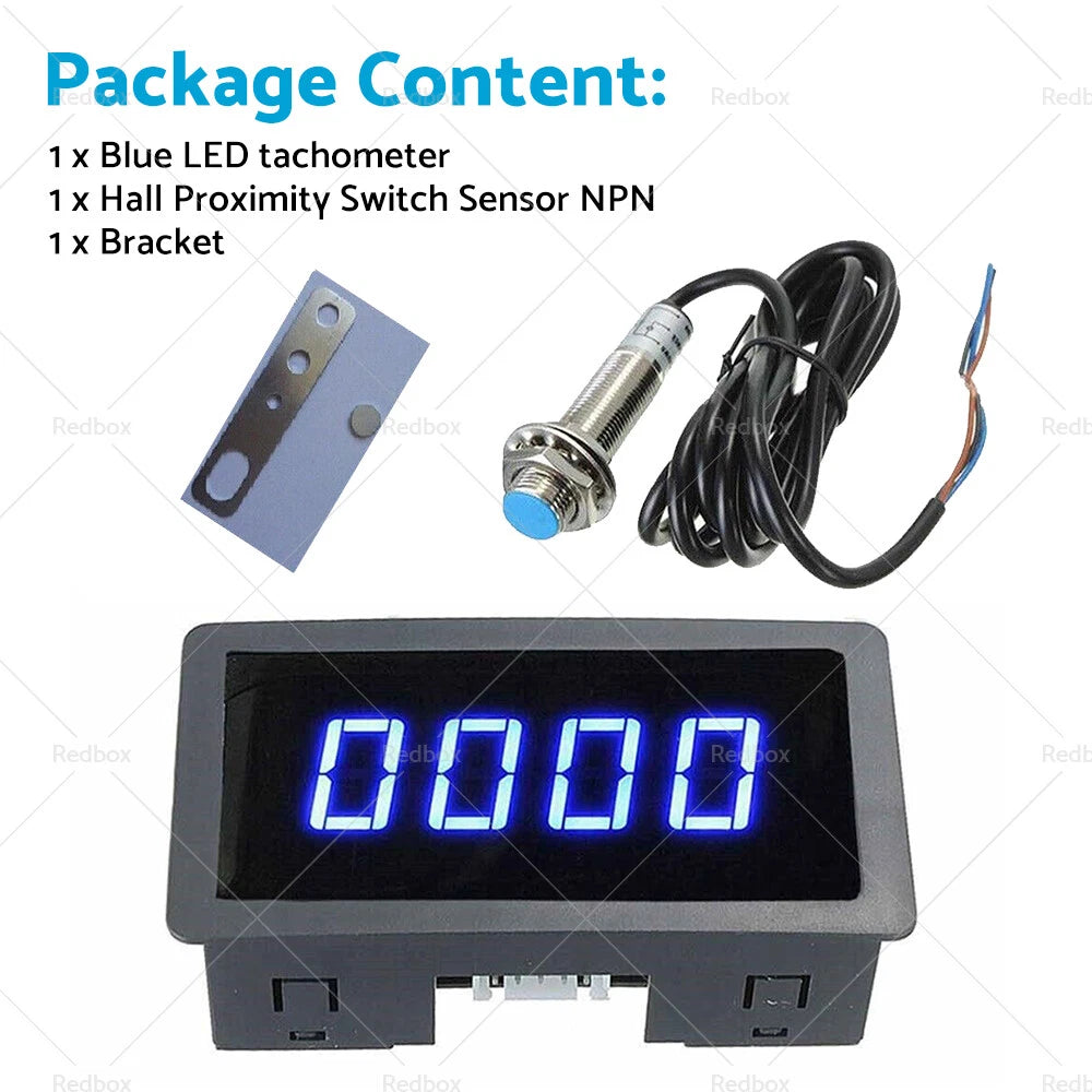 4 Digital LED Tachometer RPM Speed Meter for Universal 12V 24V