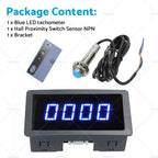 4 Digital LED Tachometer RPM Speed Meter for Universal 12V 24V