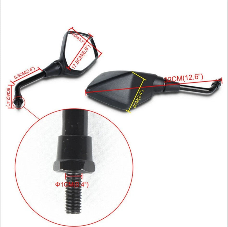 Rearview Mirrors for Kawasaki ER-6N, Zephyr 1100/750, KLE400, KLE500, Versys 1000