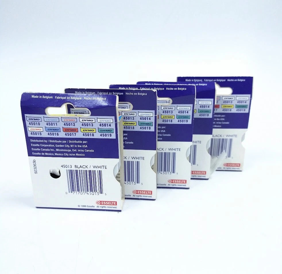 Set of 5 Dymo 45013 D1 12mm Label Cassettes
