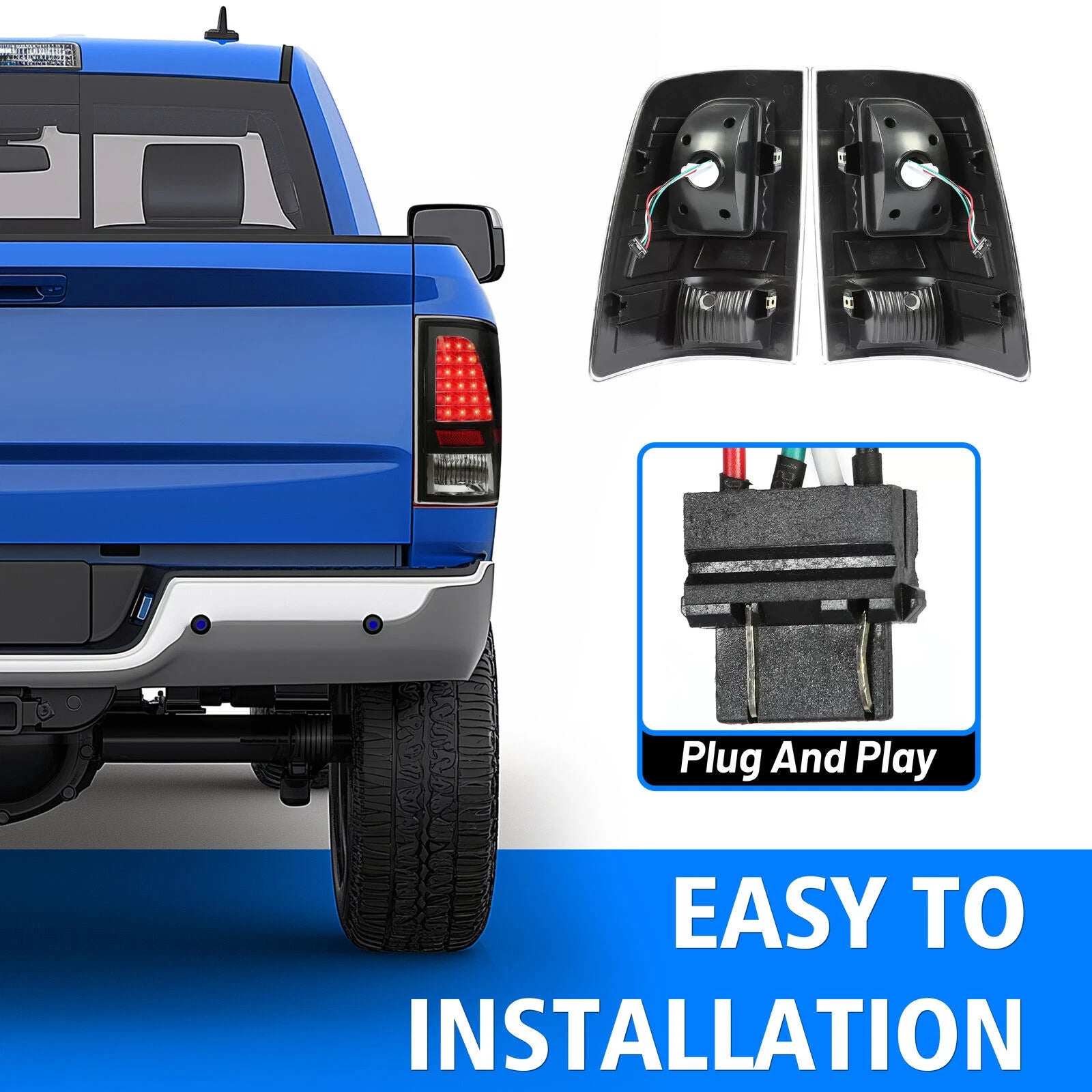 LED Black Tail Lights for Dodge Ram 1500 2500 3500 (2009–2018)