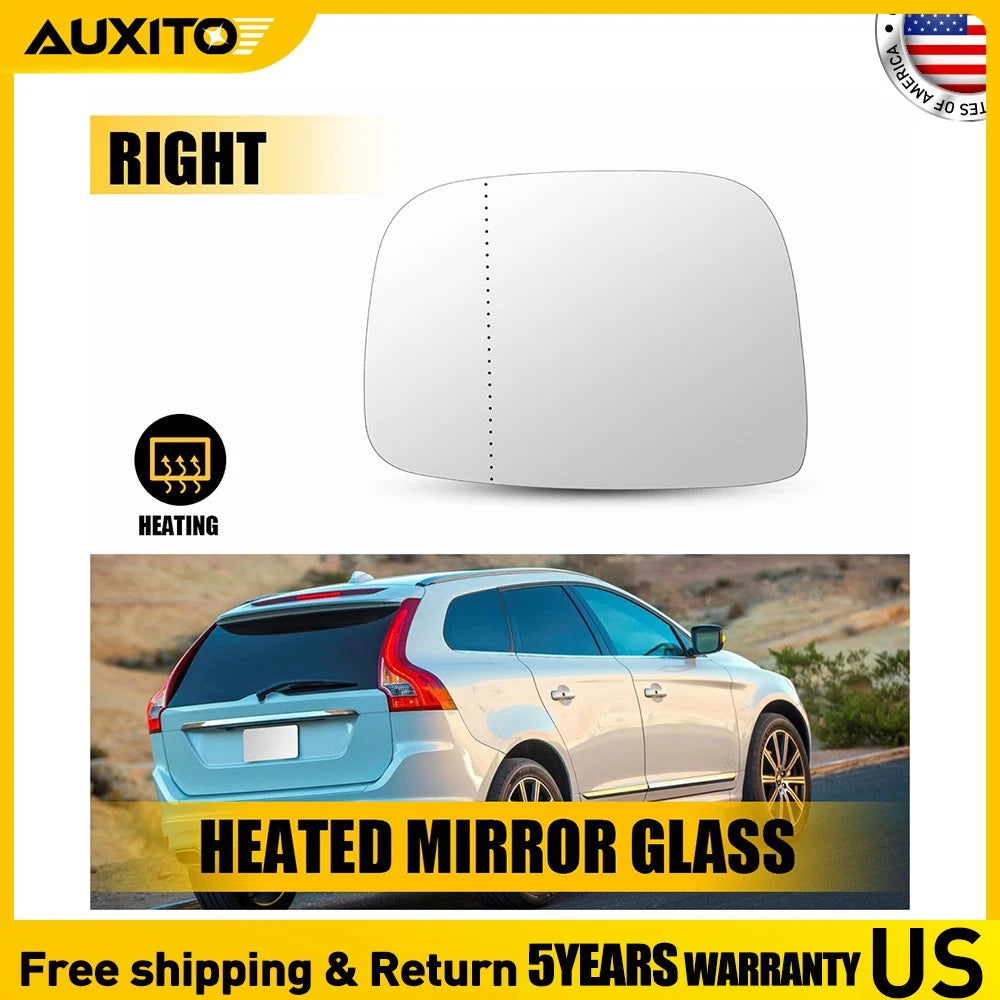Right Side Heated Mirror Glass with Backing Plate for Volvo XC60 (2010–2017)