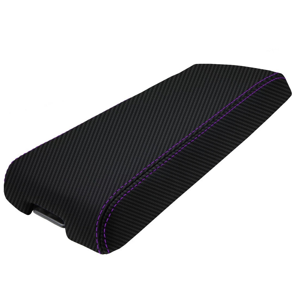 Console Armrest Cover for Jeep Liberty (2008–2013) Carbon Fiber Purple Stitch