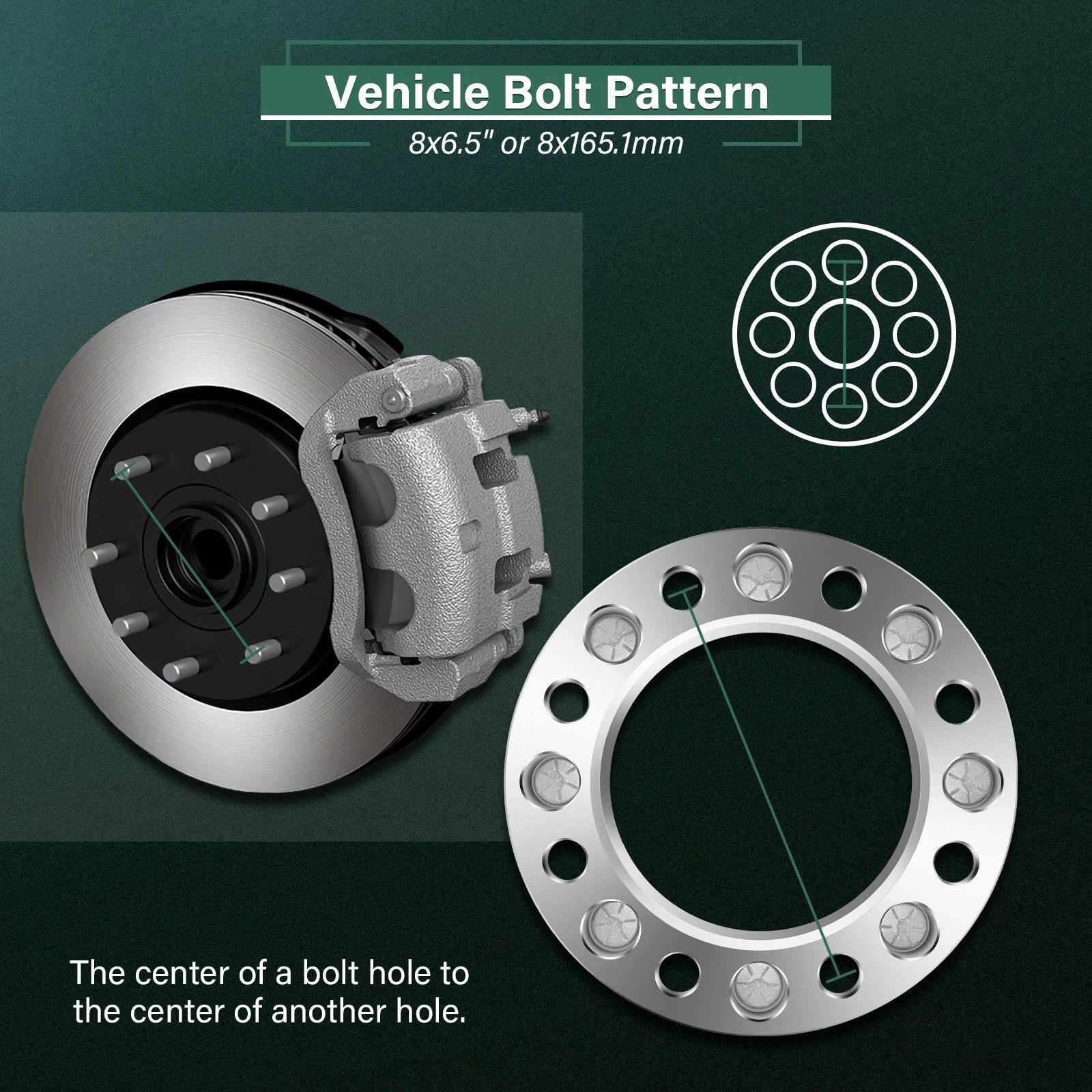 2Pcs 2" Wheel Spacers 8x6.5 9/16" Studs for Dodge Ram 2500 3500 (1994–2010)