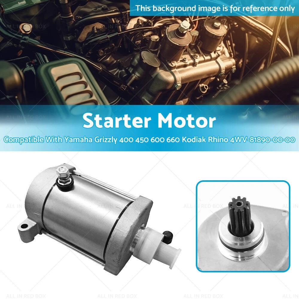9T Starter Motor for Yamaha Grizzly 400 450 600 660 Kodiak Rhino (2000–2018)