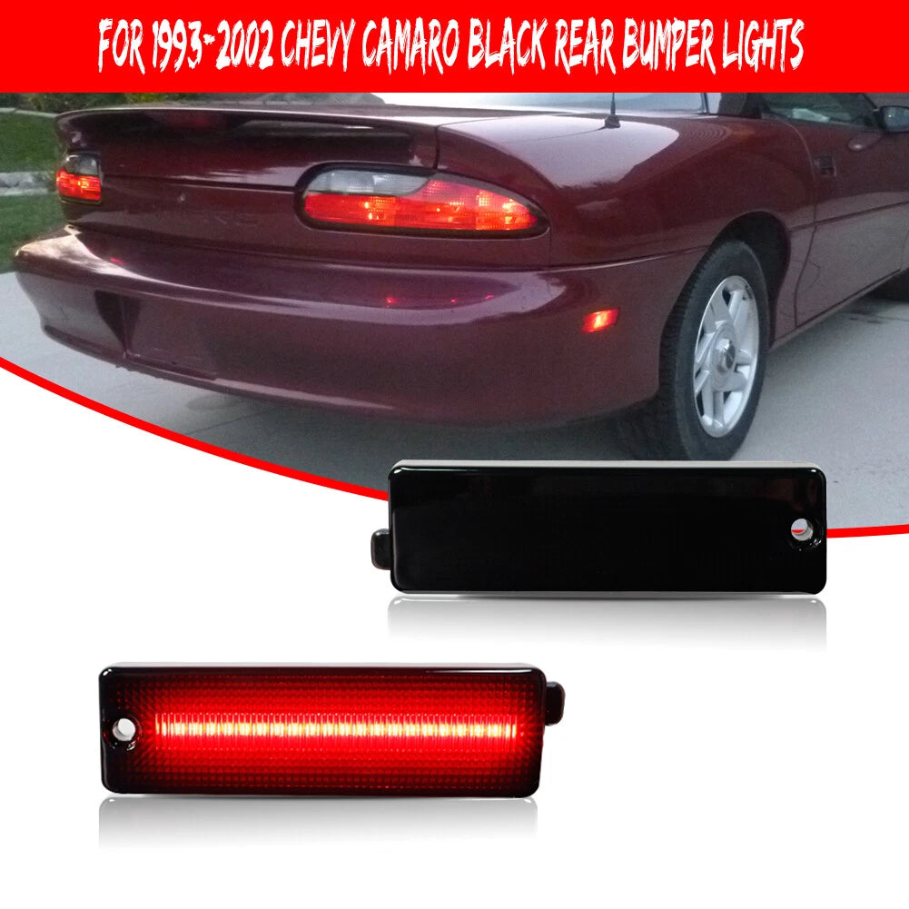 2X Smoked Lens Red LED Rear Bumper Side Marker Lights for Chevy Camaro (1993–2002)