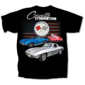 Chevy C-2 Corvette Stingray American Flag Black T-Shirt