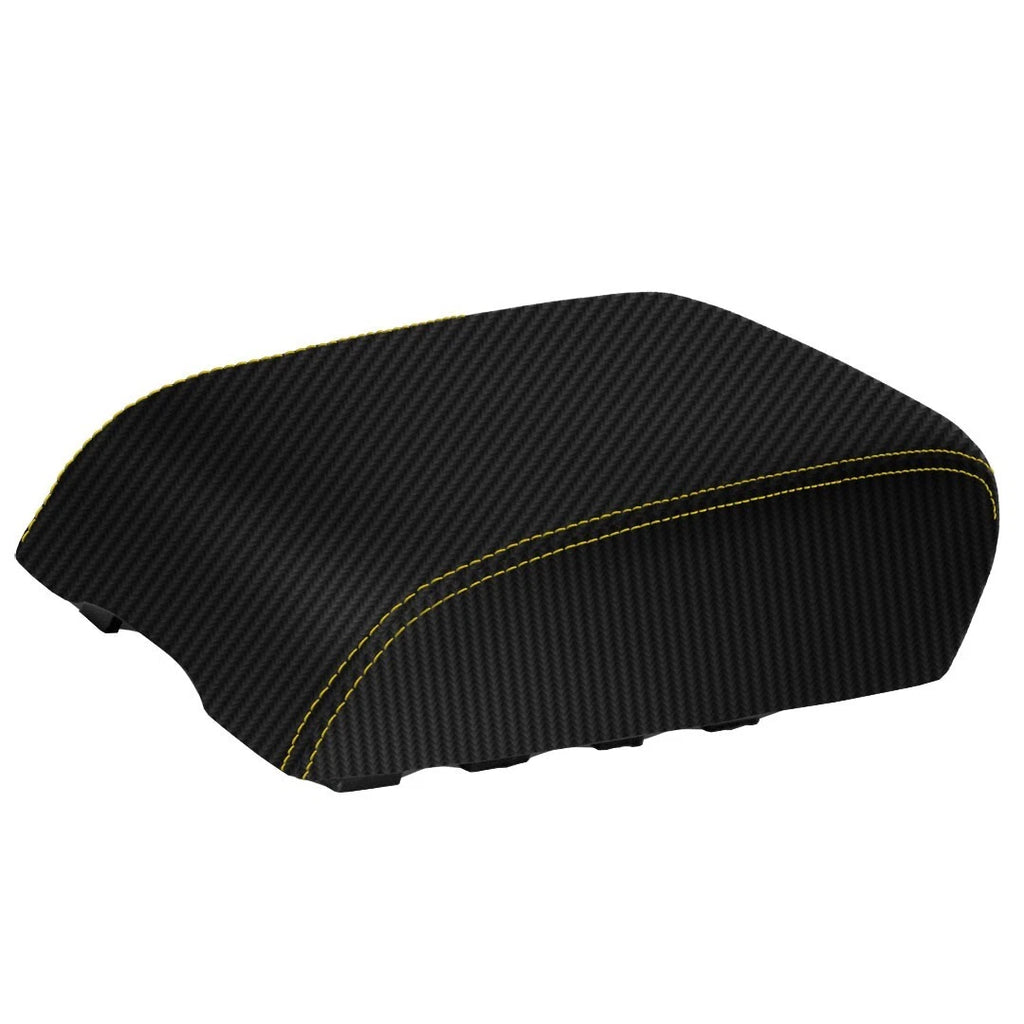 Console Armrest Cover for Infiniti G35X (2005–2006) Carbon Fiber Yellow Stitch