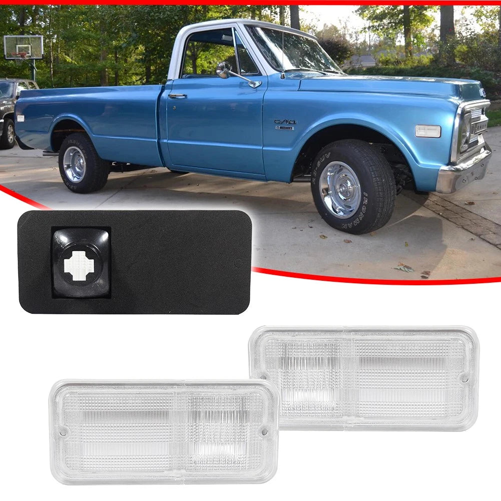 2X Clear Front/Rear Side Marker Lights for Chevrolet GMC C/K Trucks (1968–1972)