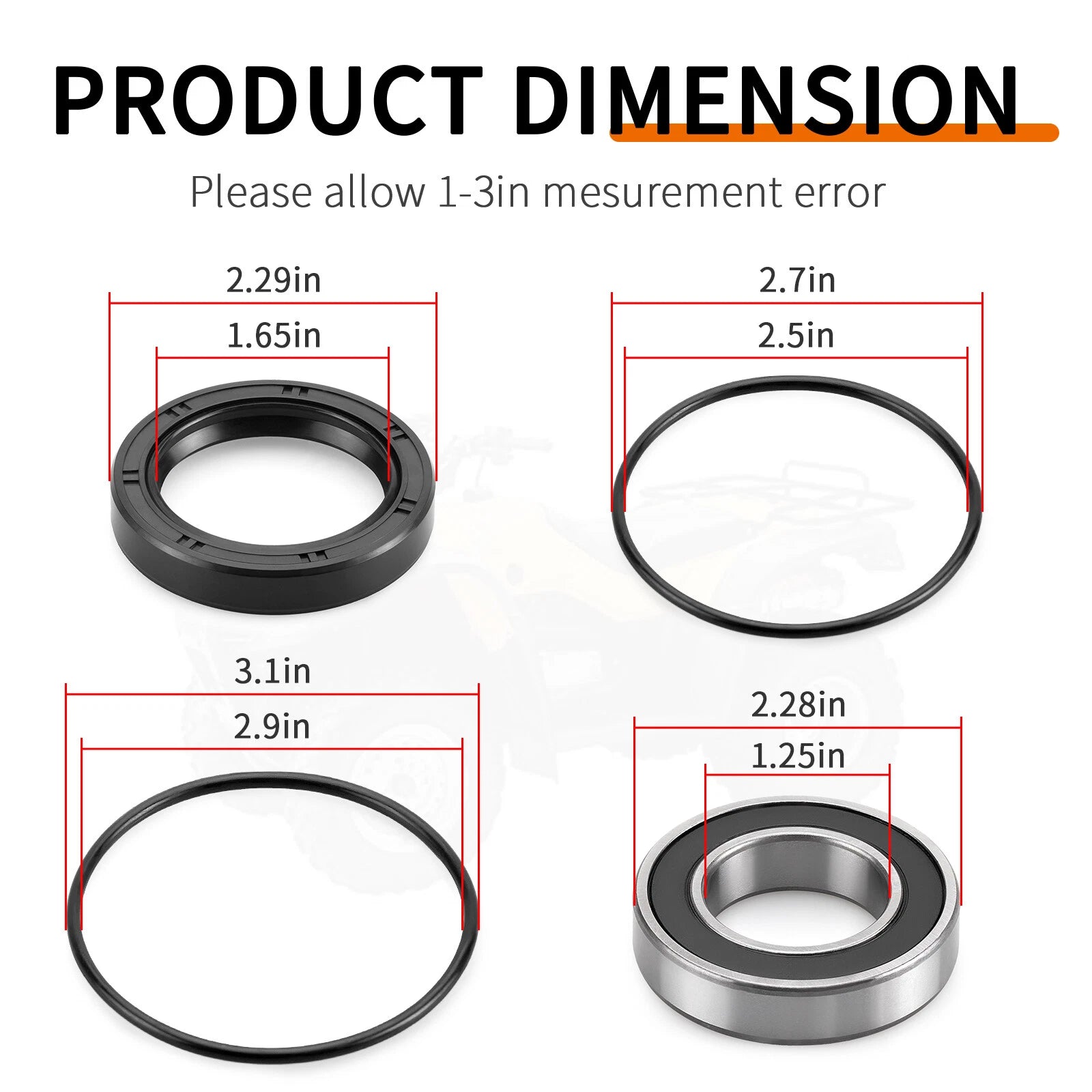 Rear Left Axle Wheel Bearing + Seals for Honda Foreman TRX450 4x4 (1998–2004)