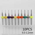 10Pcs PCB Carbide Drill Bits Tool for Print Circuit Board (0.3mm–1.2mm)