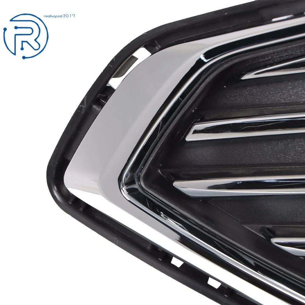 Front Upper Bumper Grille for Ford Fusion (2017-2018) Black with Chrome Trim