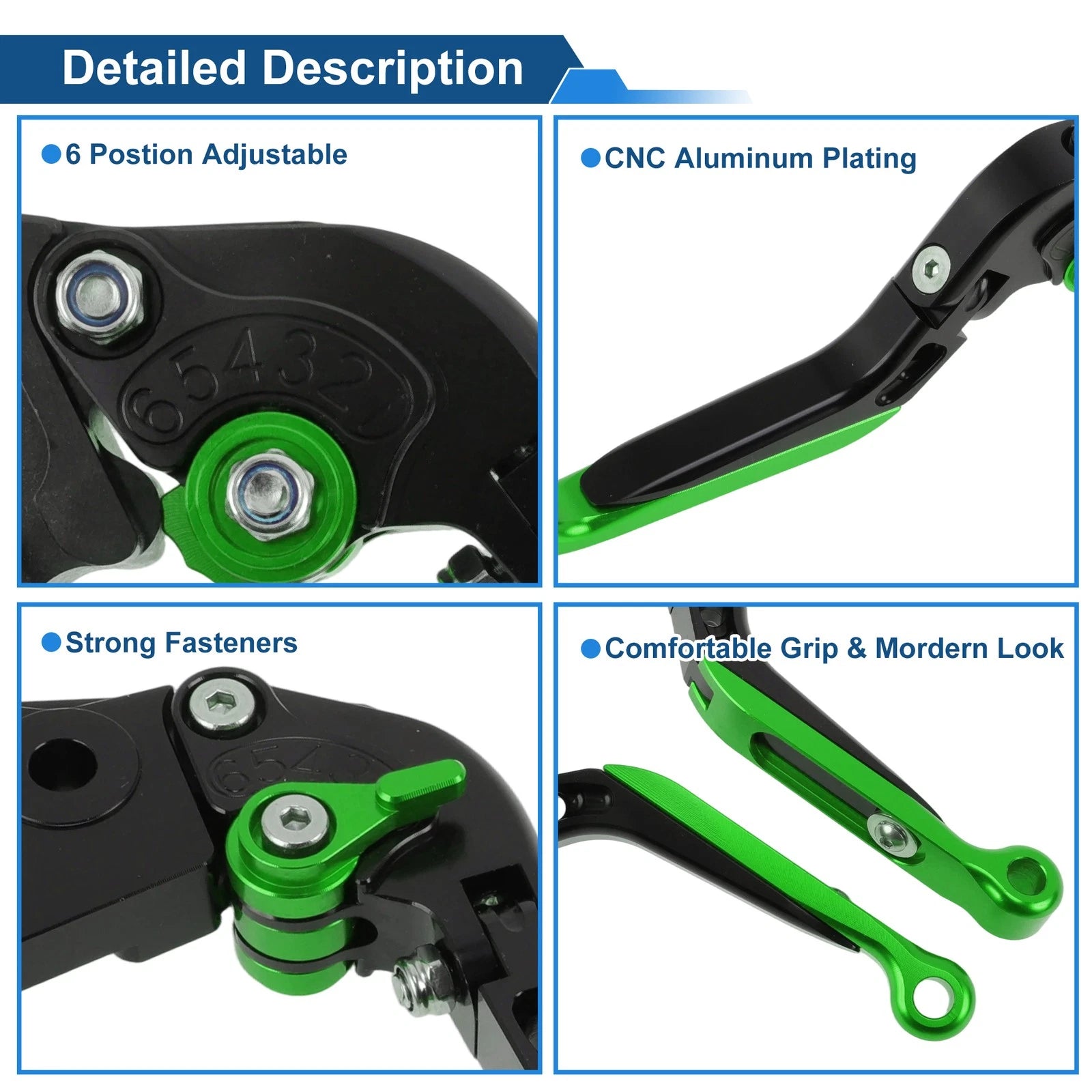 Adjustable Brake Clutch Levers for Honda NC700/NC750 S/X (2012–2020) Black Green