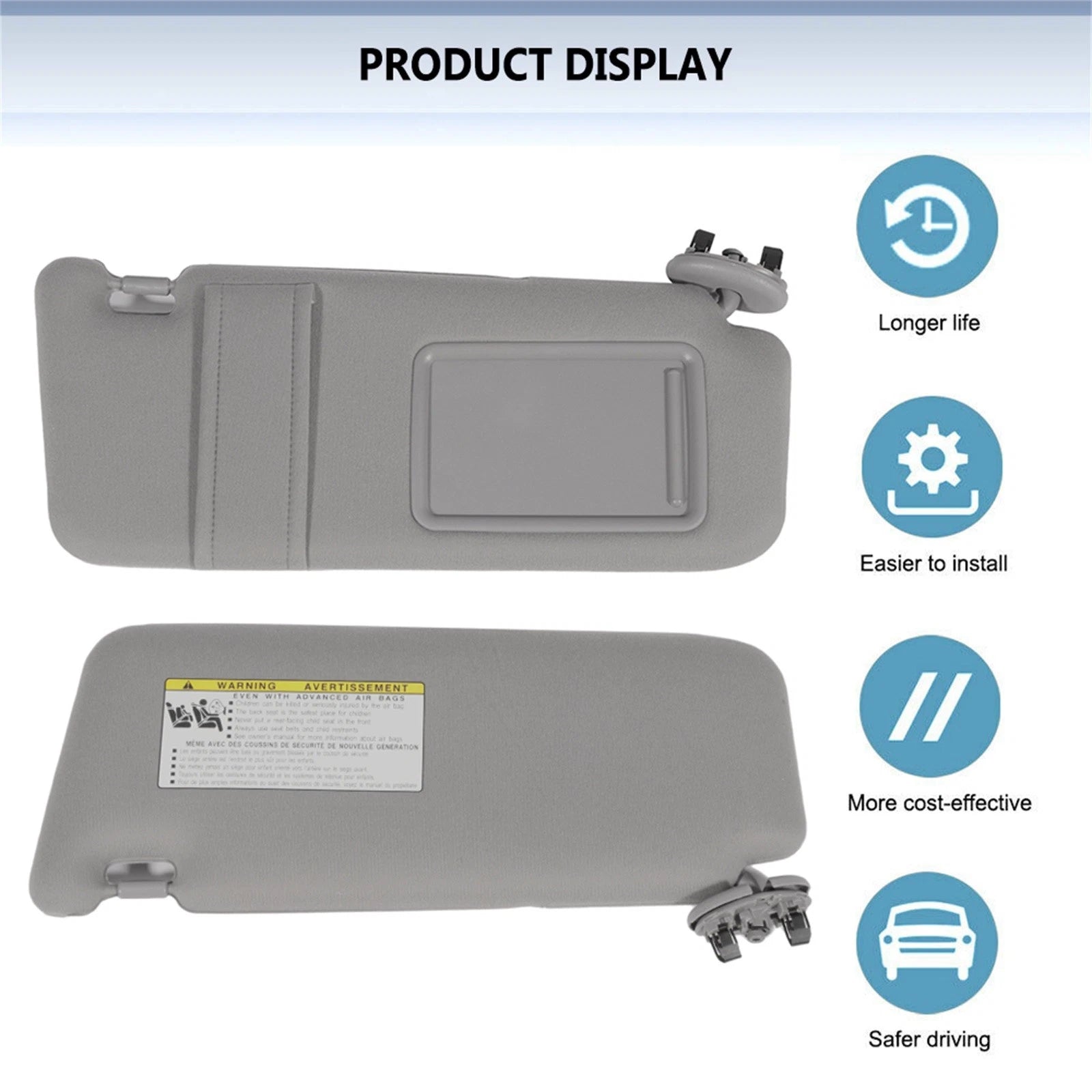 Right Sun Visor for Toyota Camry (2007-2011) Gray Color