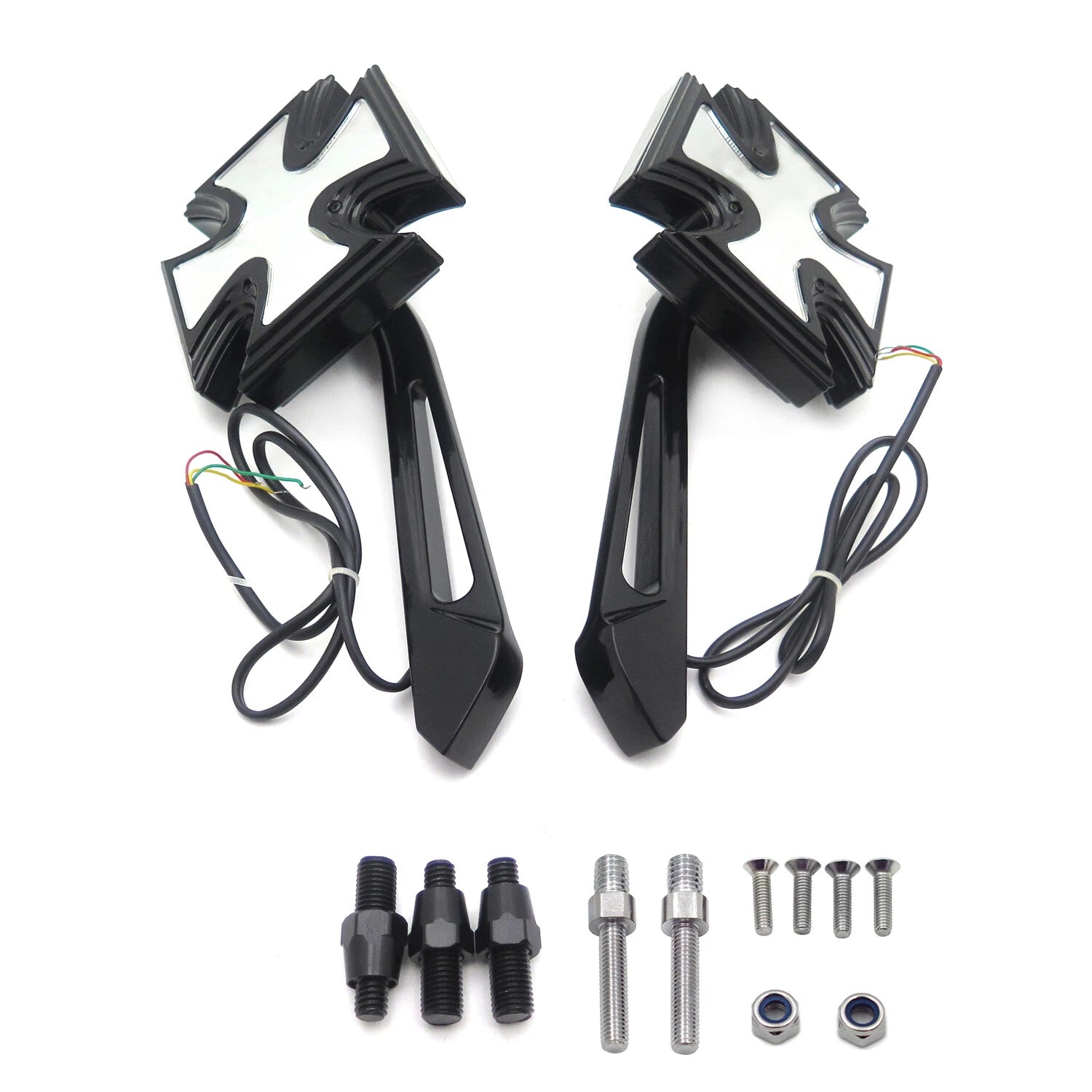 Custom LED Turn Signal Integrated Mirror for Honda Kawasaki Suzuki Yamaha