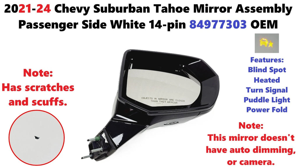 Mirror Assembly for Chevy Suburban Tahoe (2021–2024) 14-pin 84977303