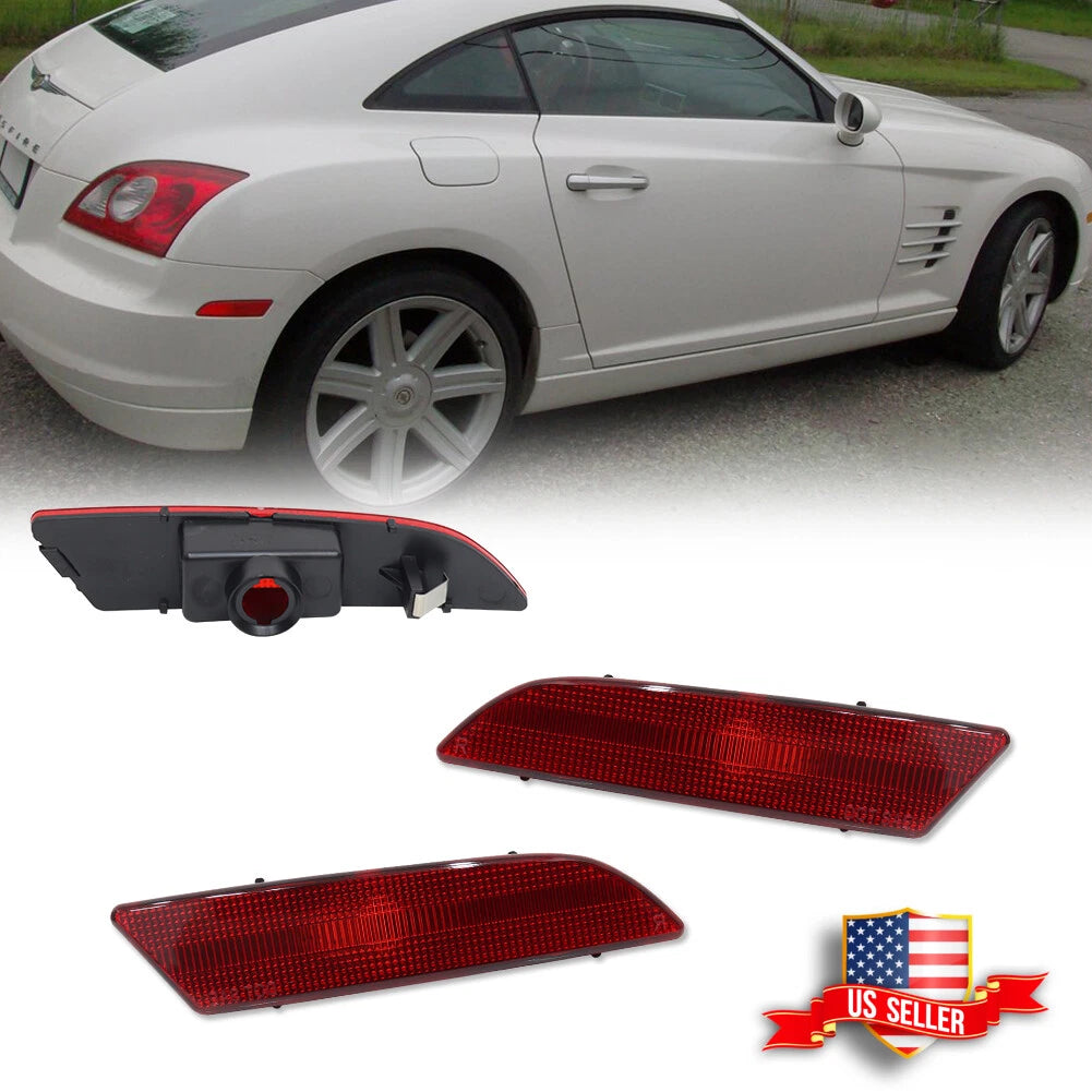 2X Red Rear Bumper Side Marker Reflector Lights for Chrysler Crossfire (2004–2008)