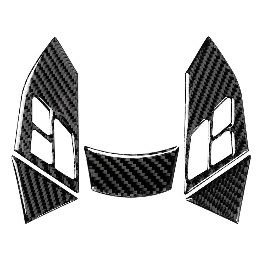 5X Steering Wheel Cover Trim for BMW 5 Series E60 E61 (2003–2010) Carbon Fiber Look